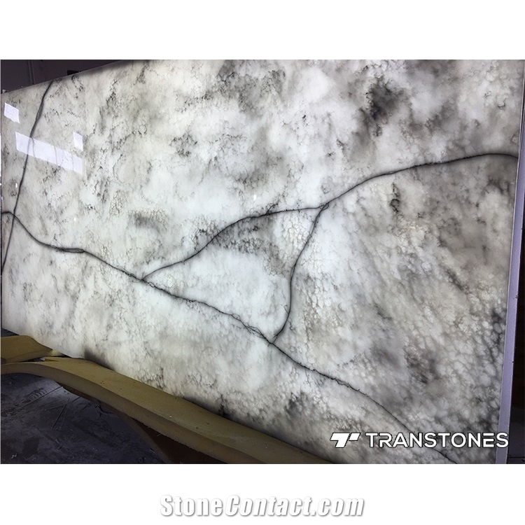 Translucent Grey Alabaster Resin Stone Artificial Tiles