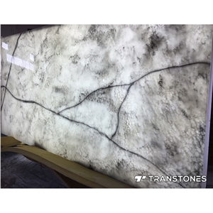 Translucent Grey Alabaster Resin Stone Artificial Tiles