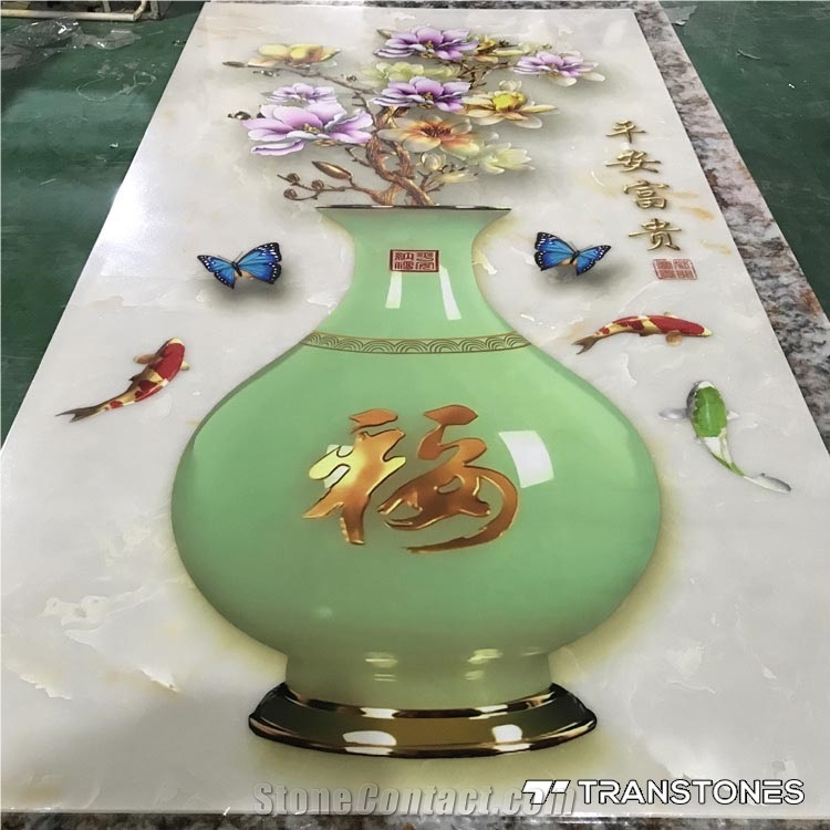 Translucent White Alabaster Decorative Artificial Stone