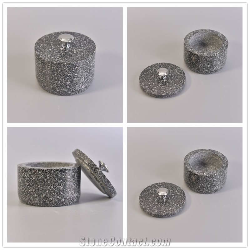 STS Black & White Terrazzo Storage Jar, Candle Jar With Lids