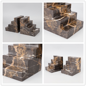 Customed Stair Bookends, Black Gold Marble Bookends