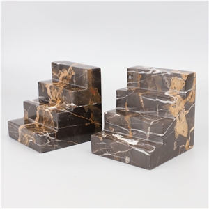 Customed Stair Bookends, Black Gold Marble Bookends
