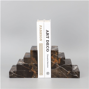 Customed Stair Bookends, Black Gold Marble Bookends