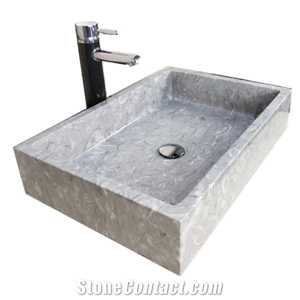 Overlord Flowers Marble Rectangular Marble Sink
