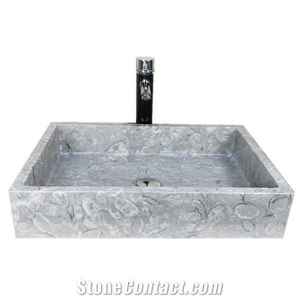 Overlord Flowers Marble Rectangular Marble Sink