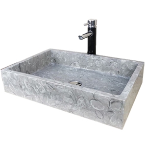 Overlord Flowers Marble Rectangular Marble Sink