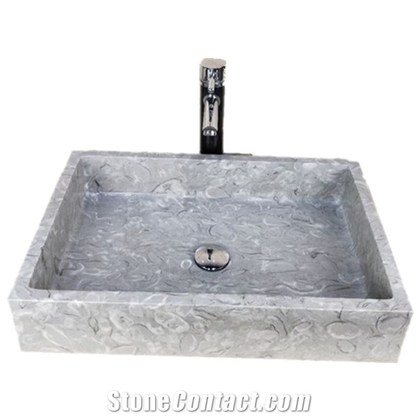 Overlord Flowers Marble Rectangular Marble Sink