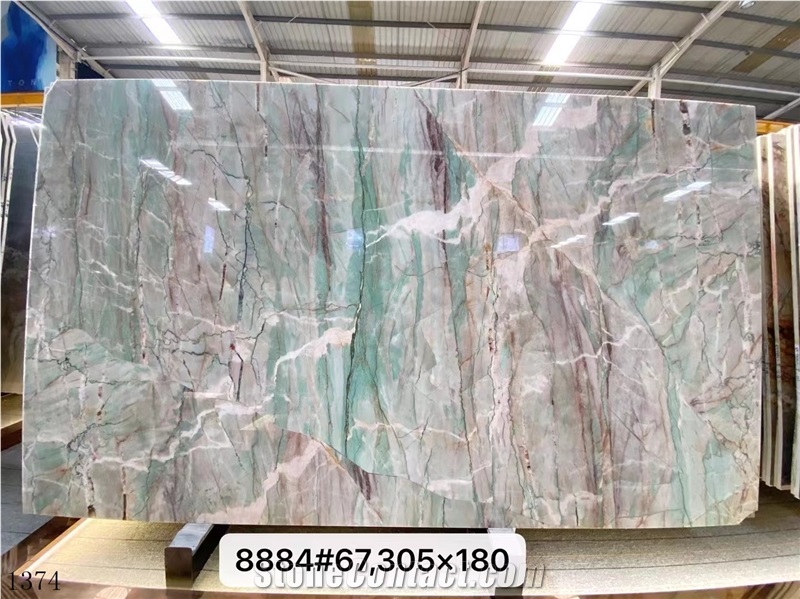 Brazil Green Botanic Bordeaux Quartzite Slab Tile In China