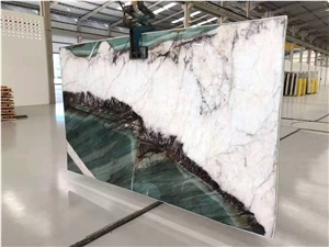 Brazil Verde Green Botanic Wave Quartzite Slab In China