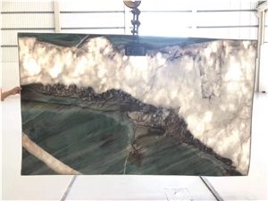 Brazil Verde Green Botanic Wave Quartzite Slab In China