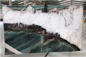 Brazil Verde Green Botanic Wave Quartzite Slab In China