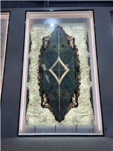 Brazil Verde Green Botanic Wave Quartzite Slab In China