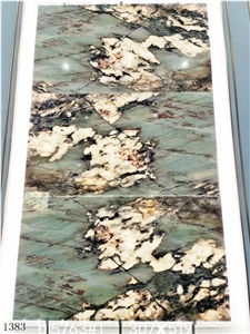 Brazil Verde Green Botanic Wave Quartzite Slab Tile