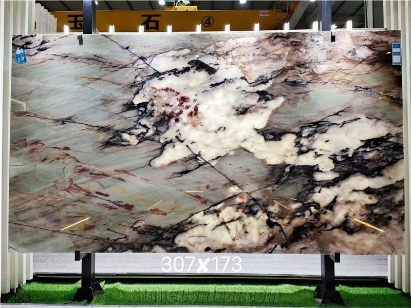 Brazil Verde Green Botanic Wave Quartzite Slab Tile
