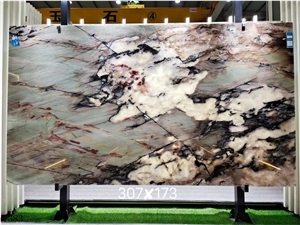 Brazil Verde Green Botanic Wave Quartzite Slab Tile