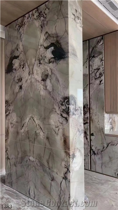Brazil Verde Green Botanic Wave Quartzite Slab Tile