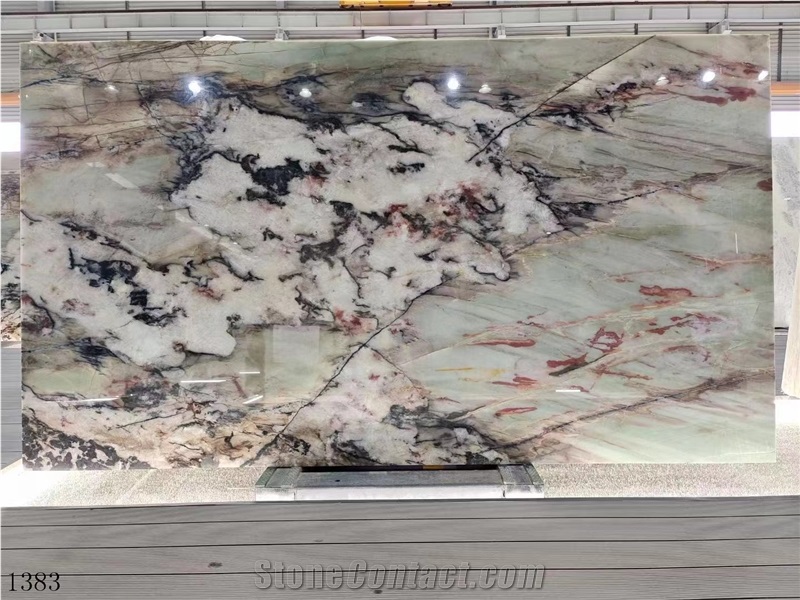 Brazil Verde Green Botanic Wave Quartzite Slab Tile