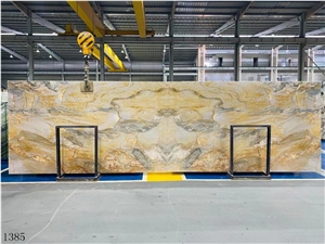 Jacaranda Oro Giallo Gold Quartzite Slab In China Market
