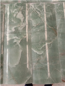 Chinese Ornament Green And White Vein Green Quartzite Tile