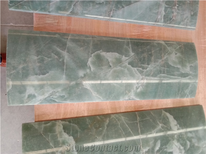 Chinese Ornament Green And White Vein Green Quartzite Tile