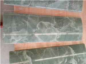 Chinese Ornament Green And White Vein Green Quartzite Tile
