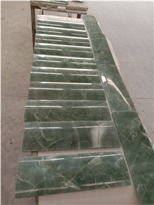 Chinese Ornament Green And White Vein Green Quartzite Tile