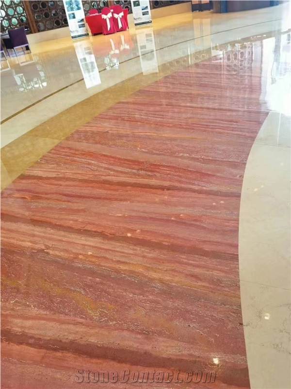 On Sale Ornament Polished Red Travertine Big Slab