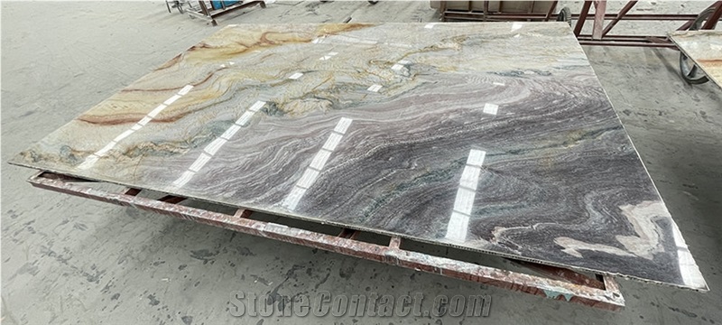 Lightweight Purple Landscape Marble Honeycomb Panel Wall