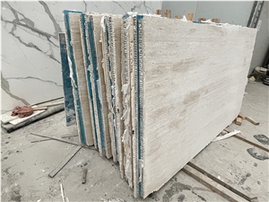 White Travertine Veneer Laminated With Honeycomb Panel