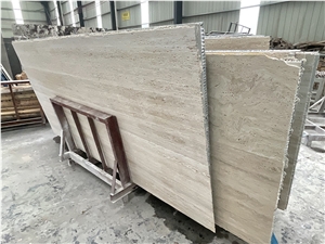 White Travertine Veneer Laminated With Honeycomb Panel