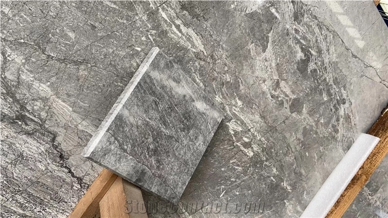 China Gray Waves Marble Slab Polish Floor Wall