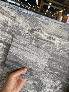 China Gray Waves Marble Slab Polish Floor Wall