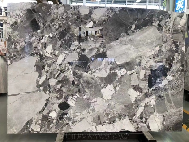 China Pandora Grey Marble Slab Polish Interior Wall