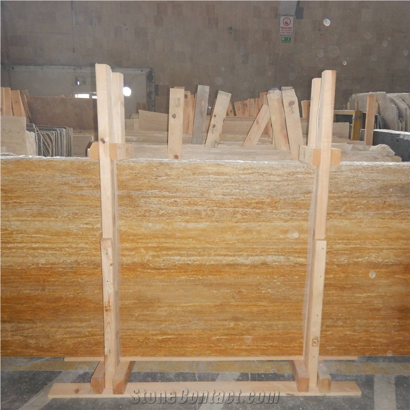Denizli Yellow Travertine Vein Cut Slabs, Tiles