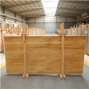 Denizli Yellow Travertine Vein Cut Slabs, Tiles
