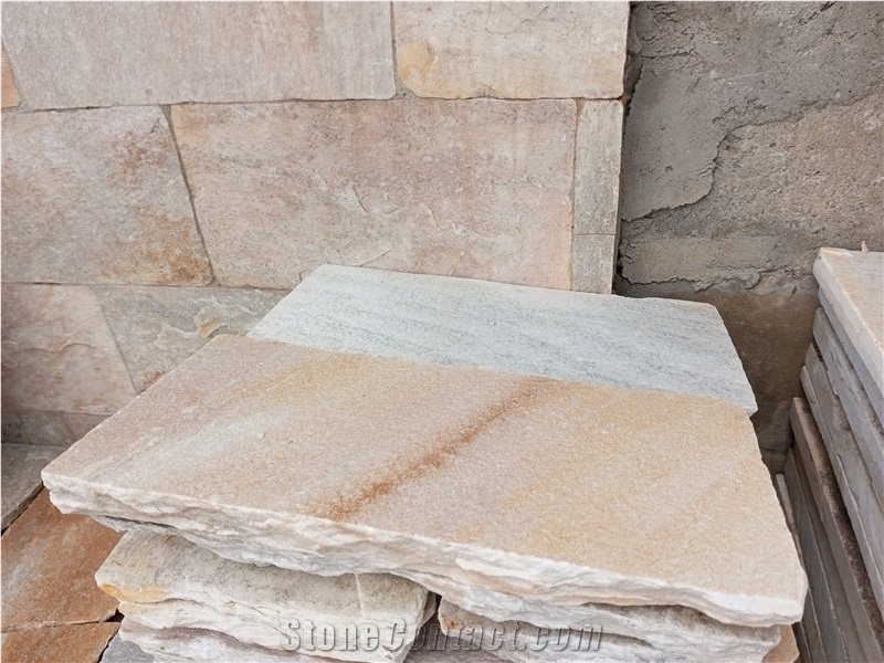 HAND CUT BEIGE QUARTZITE TILES