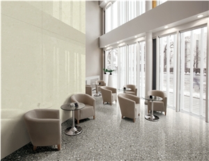 New Design Beige Polished Engineered Stone Slabs