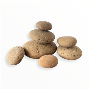 Tan Beach Pebbles, Beige Travertine Tumble Pebble Stone