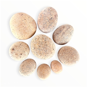 Tan Beach Pebbles, Beige Travertine Tumble Pebble Stone