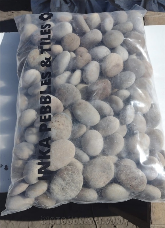 Tan Beach Pebbles, Beige Travertine Tumble Pebble Stone