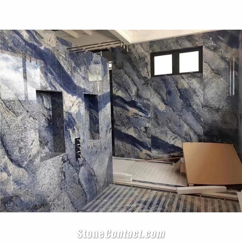 Luxury Azul Bahia Granite Slabs For Interior Wall Decoration
