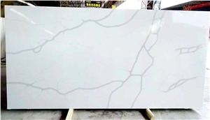 Artificial Calacatta White Quartz Big Size Slab Stone