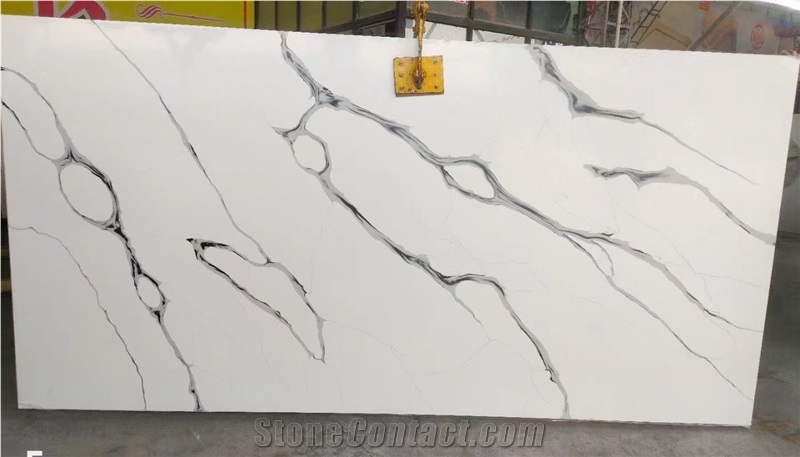 Artificial Quartz Slab New Cararra White Quartz Pure Color