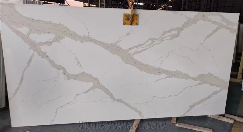 Artificial Quartz Slab New Cararra White Quartz Pure Color