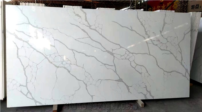Artificial Quartz Stone Marble Carrara Texture White Quartz