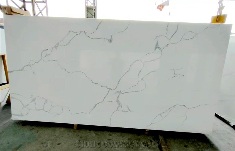 Artificial Quartz Stone Sheet White Calcatta Quartz Slabs