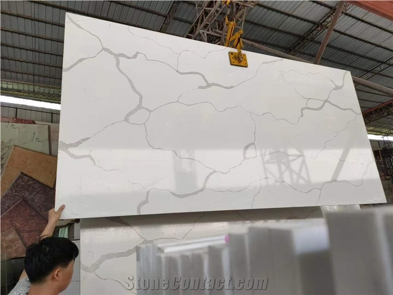 Artificial Quartz Stone Sheet White Calcatta Quartz Slabs