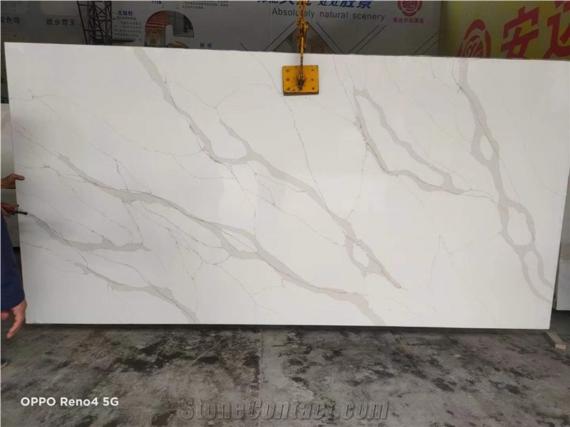 Artificial Quartz Stone Sheet White Calcatta Quartz Slabs