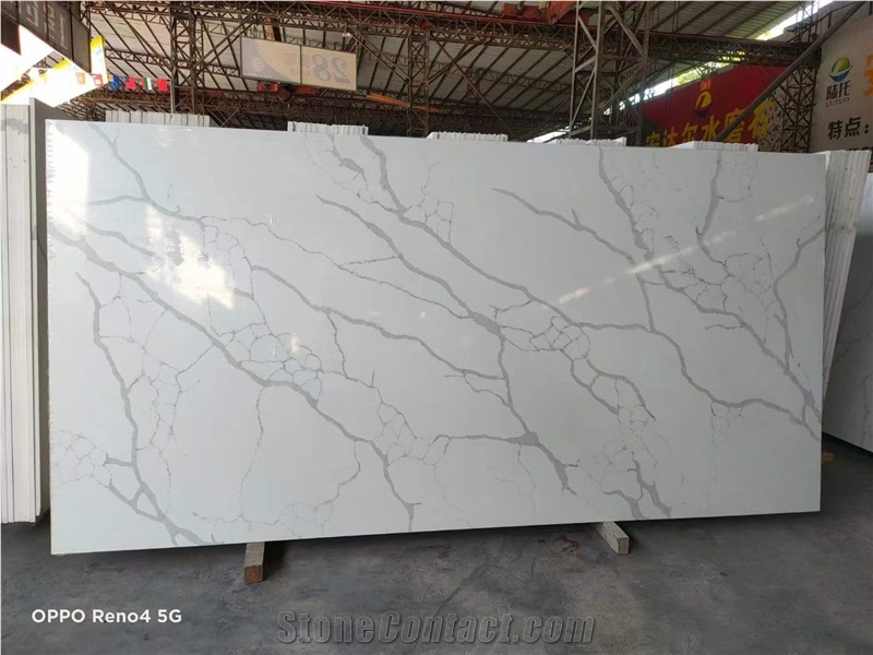 Artificial Quartz Stone Sheet White Calcatta Quartz Slabs