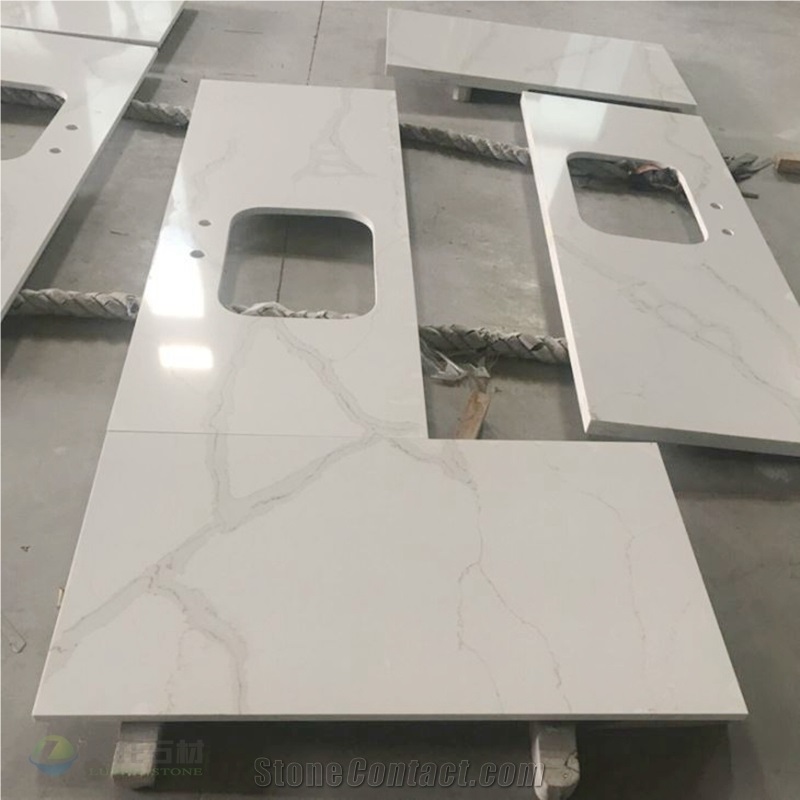 Calacatta White Kitchen Quartz Countertop Big Discount